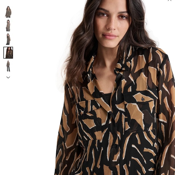 DKNY Women's Printed Button-Front Long-Sleeve Shirt - Picture 3 of 9